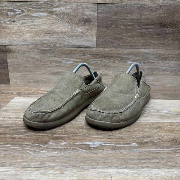Crocs Santa Cruz 2 Luxe Khaki Canvas Loafers Men's Size 10 - Picture 1 of 7